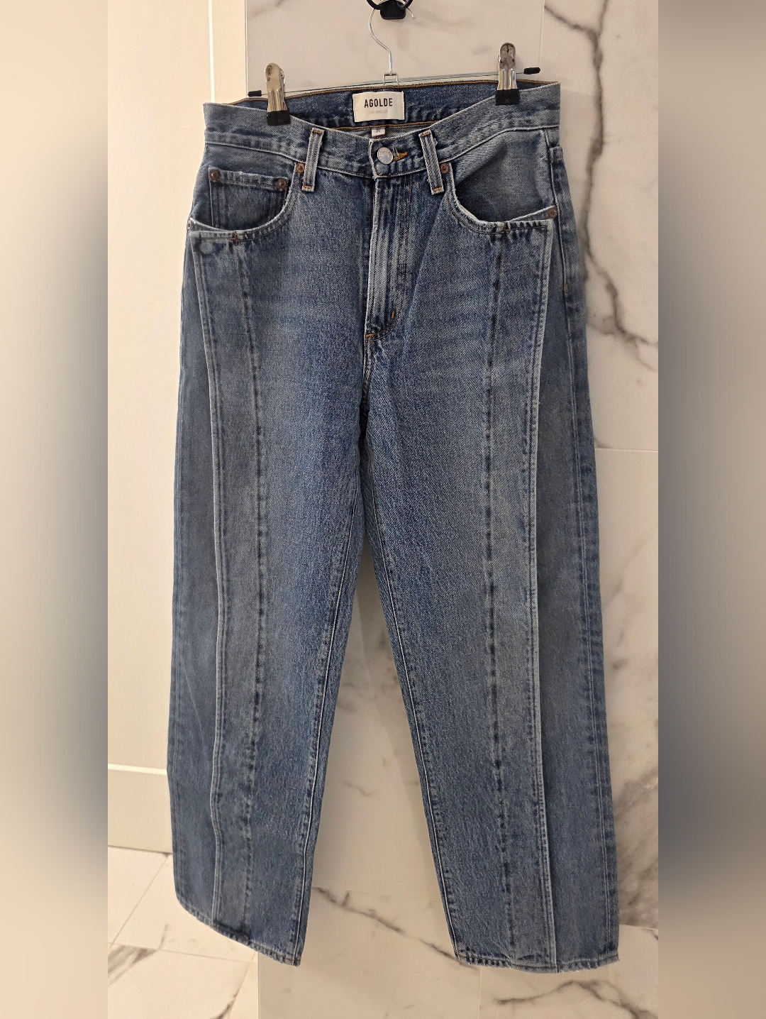 Agolde Light Blue High-Rise Straight Jeans